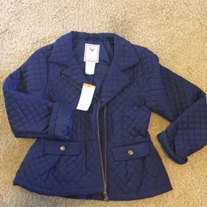 Girls Gymboree navy peplum quilted coat